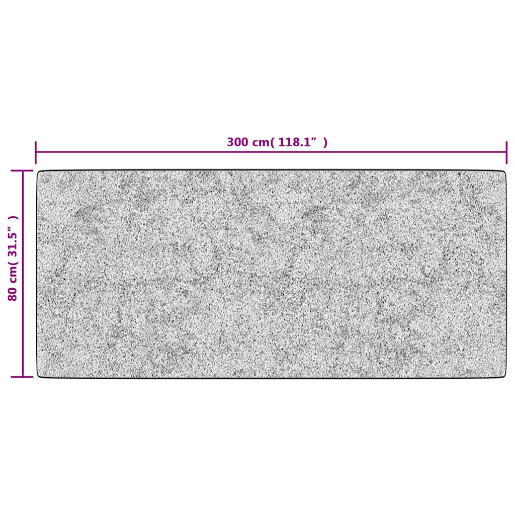 Vloerkleed wasbaar 80x300 cm grijs
