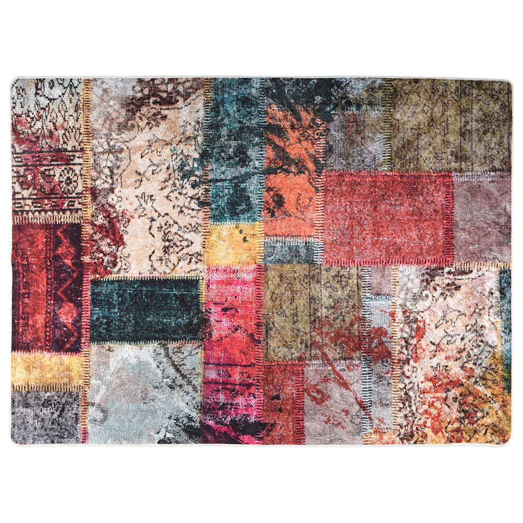 Vloerkleed wasbaar patchwork 120x180 cm meerkleurig