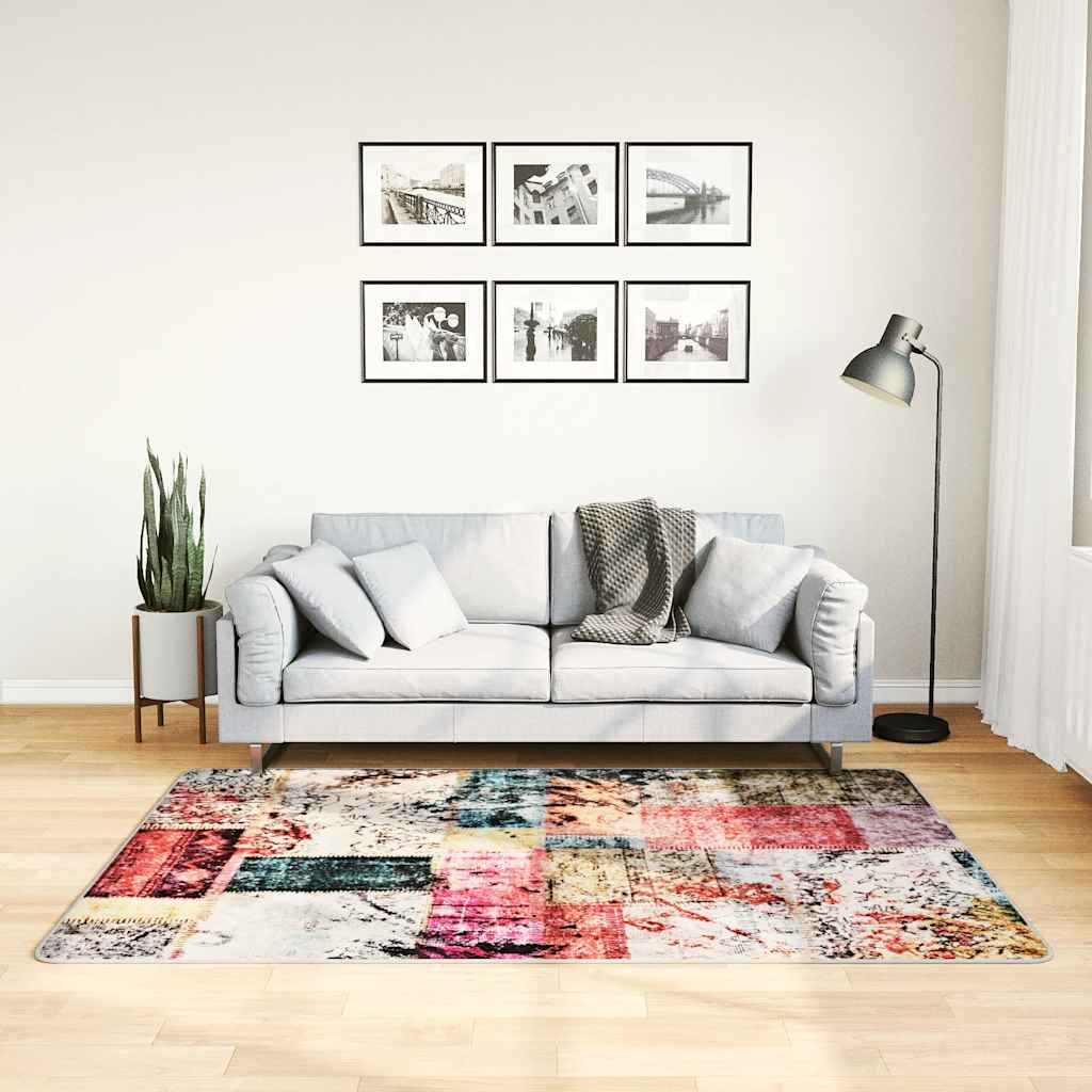 Vloerkleed wasbaar patchwork 120x180 cm meerkleurig