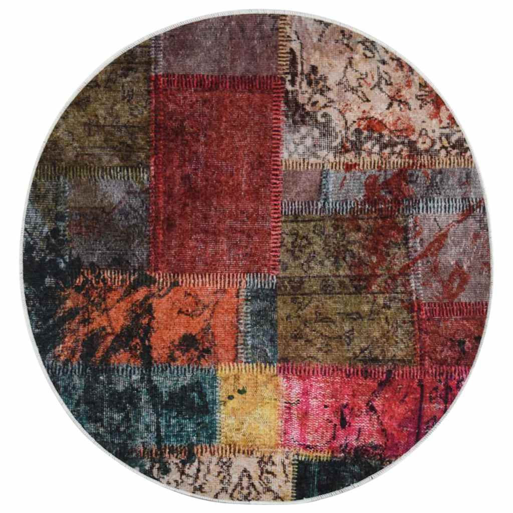 Vloerkleed wasbaar patchwork ø120 cm meerkleurig