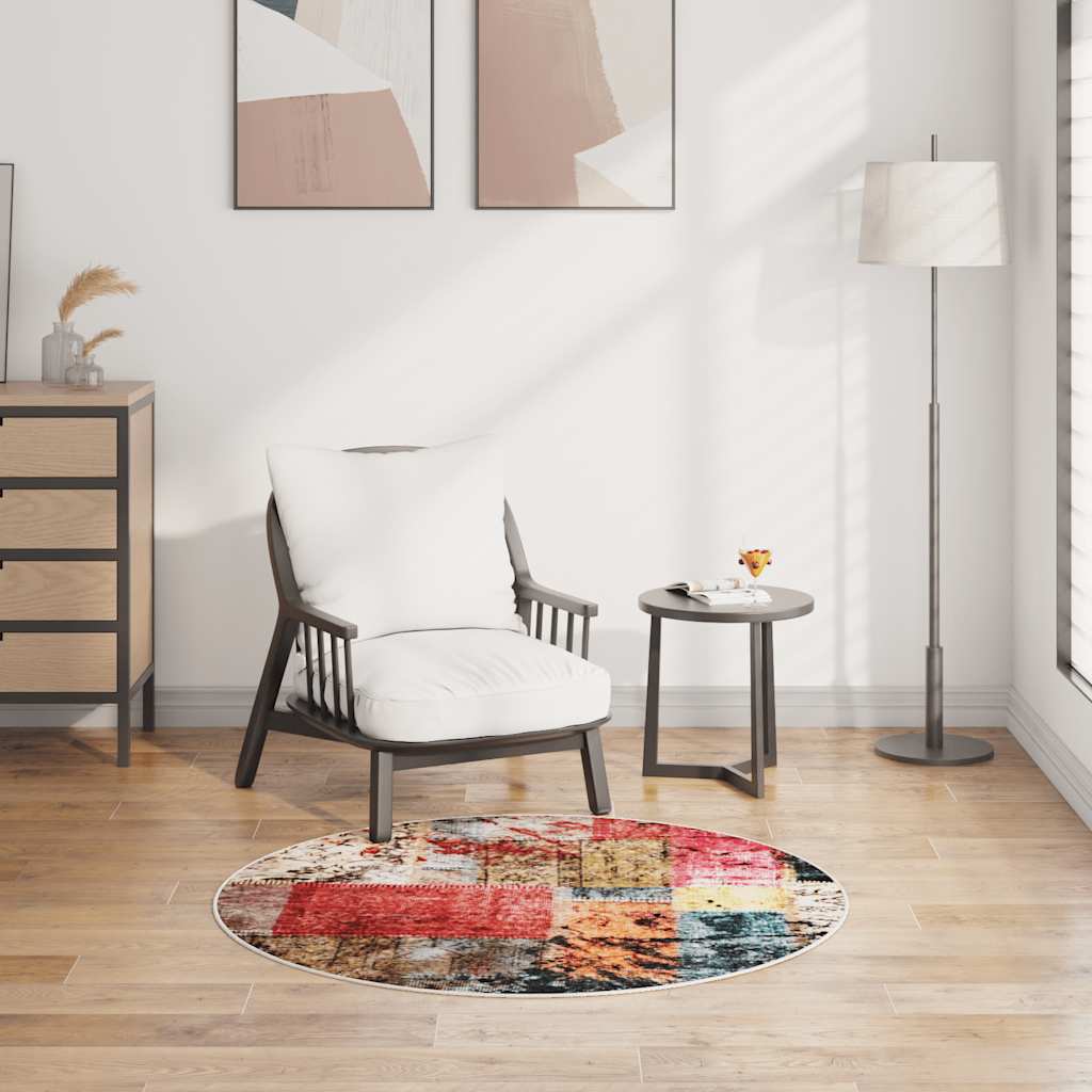 Vloerkleed wasbaar patchwork ø120 cm meerkleurig