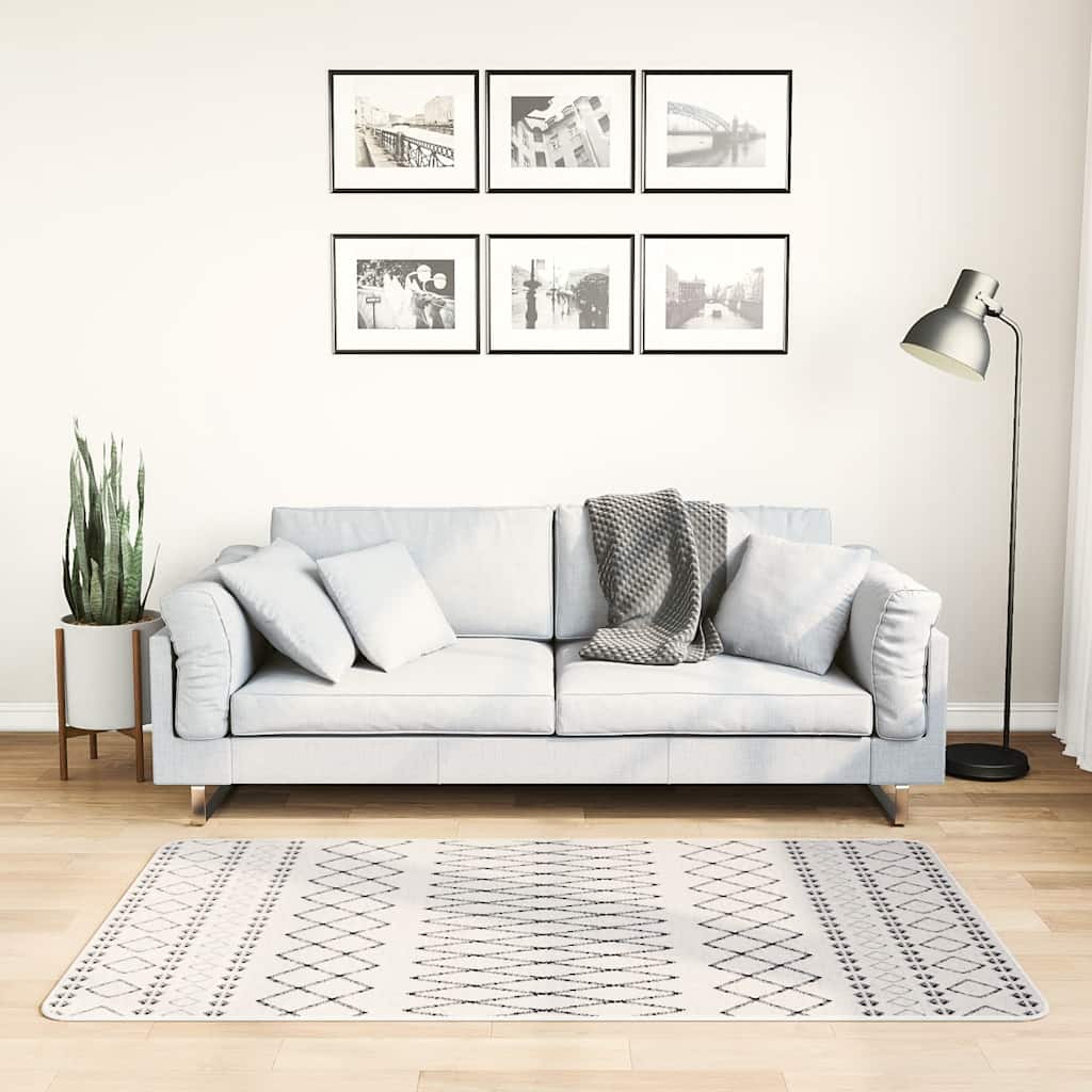 Vloerkleed wasbaar 80x150 cm zwart en wit