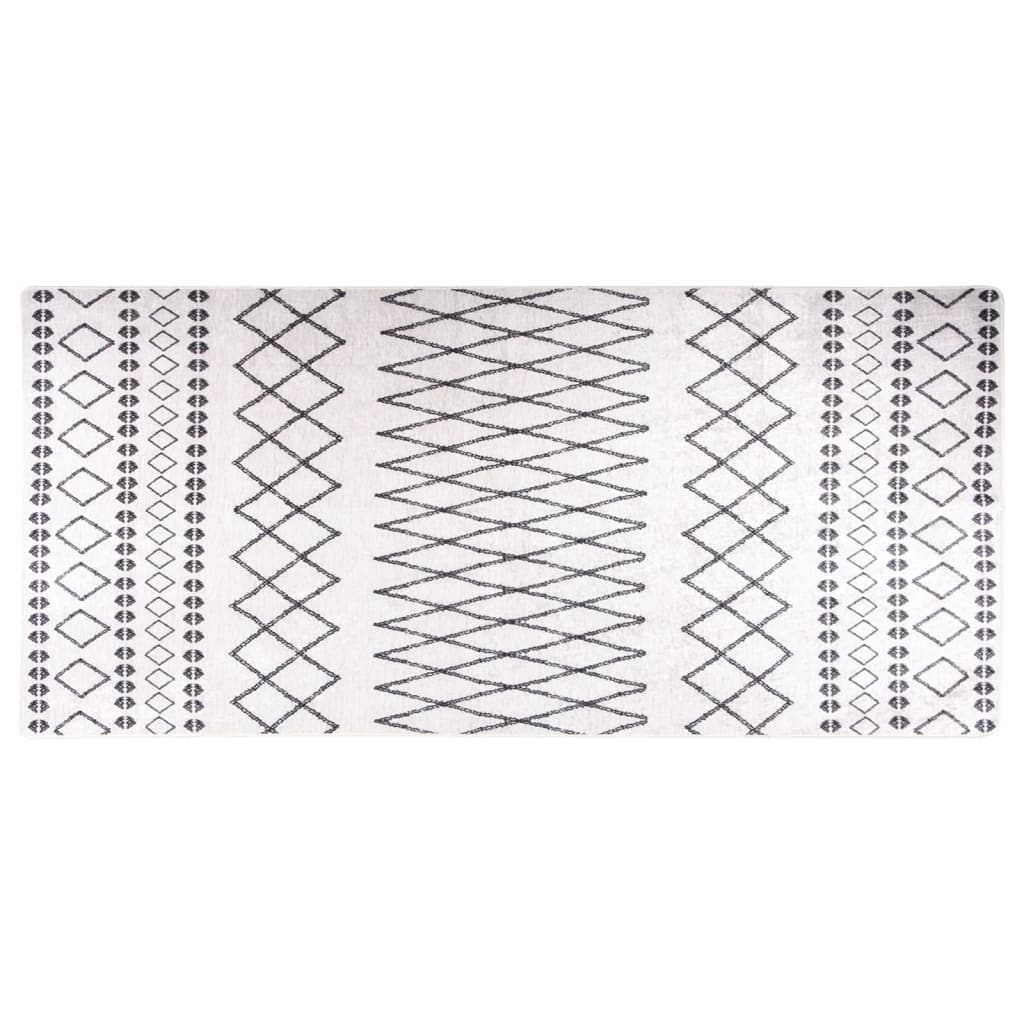 Vloerkleed wasbaar 80x300 cm zwart en wit