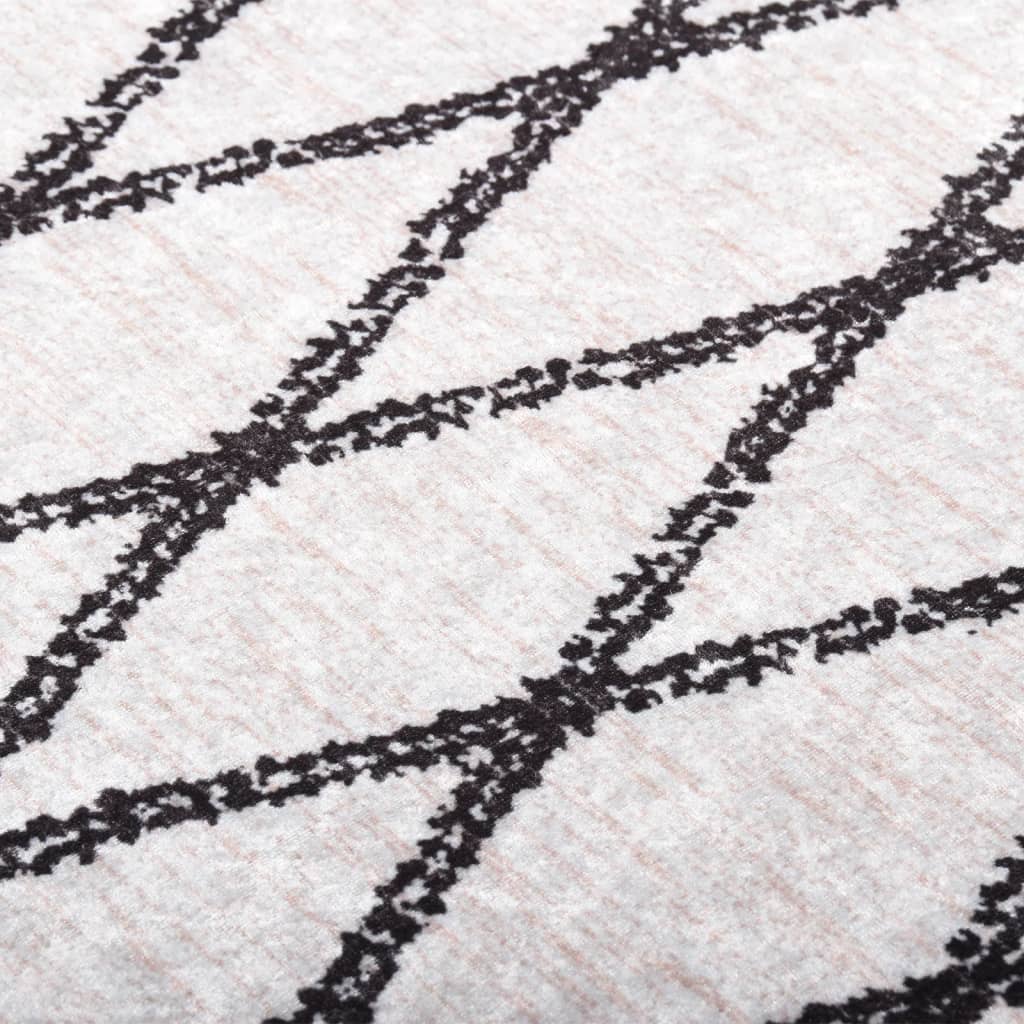 Vloerkleed wasbaar 80x300 cm zwart en wit