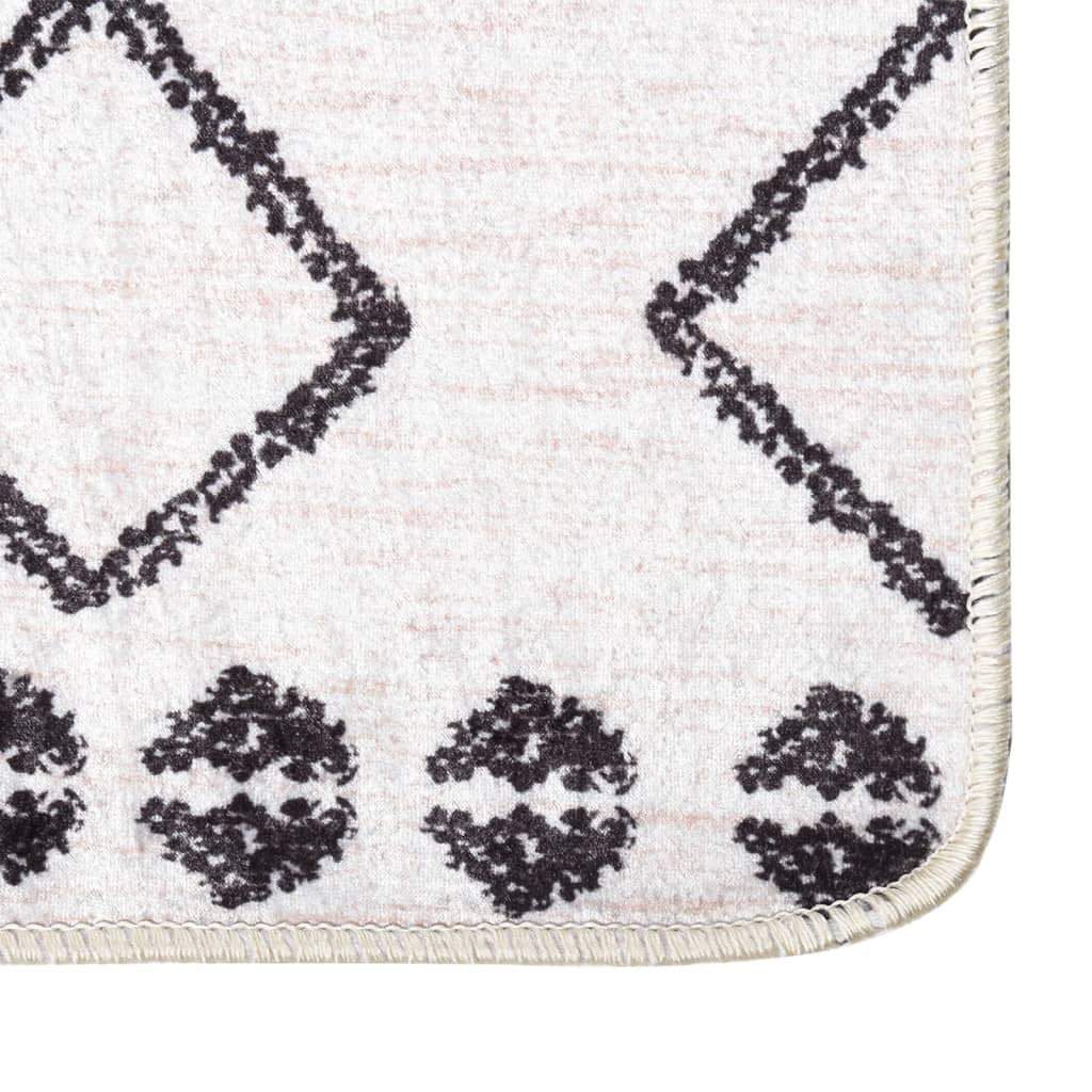 Vloerkleed wasbaar 80x300 cm zwart en wit