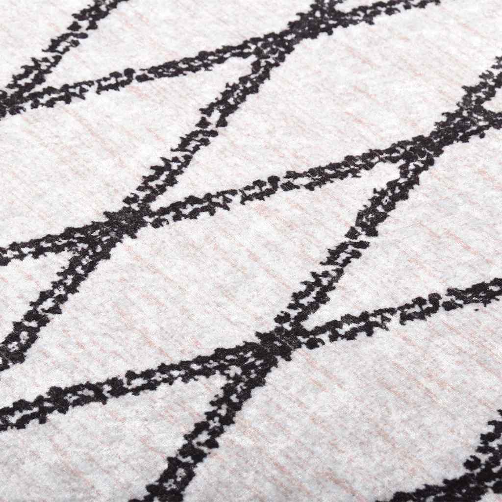 Vloerkleed wasbaar 120x180 cm zwart en wit
