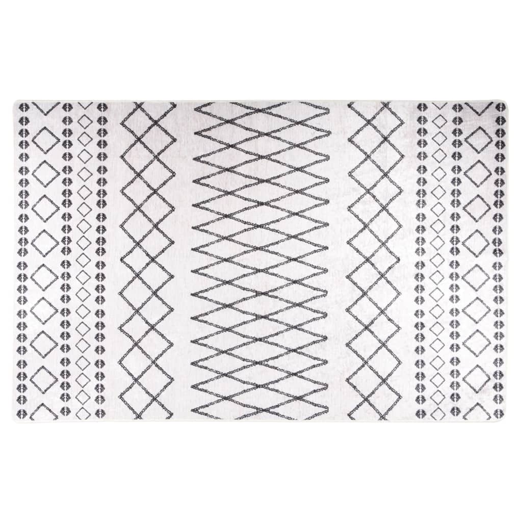 Vloerkleed wasbaar 160x230 cm zwart en wit