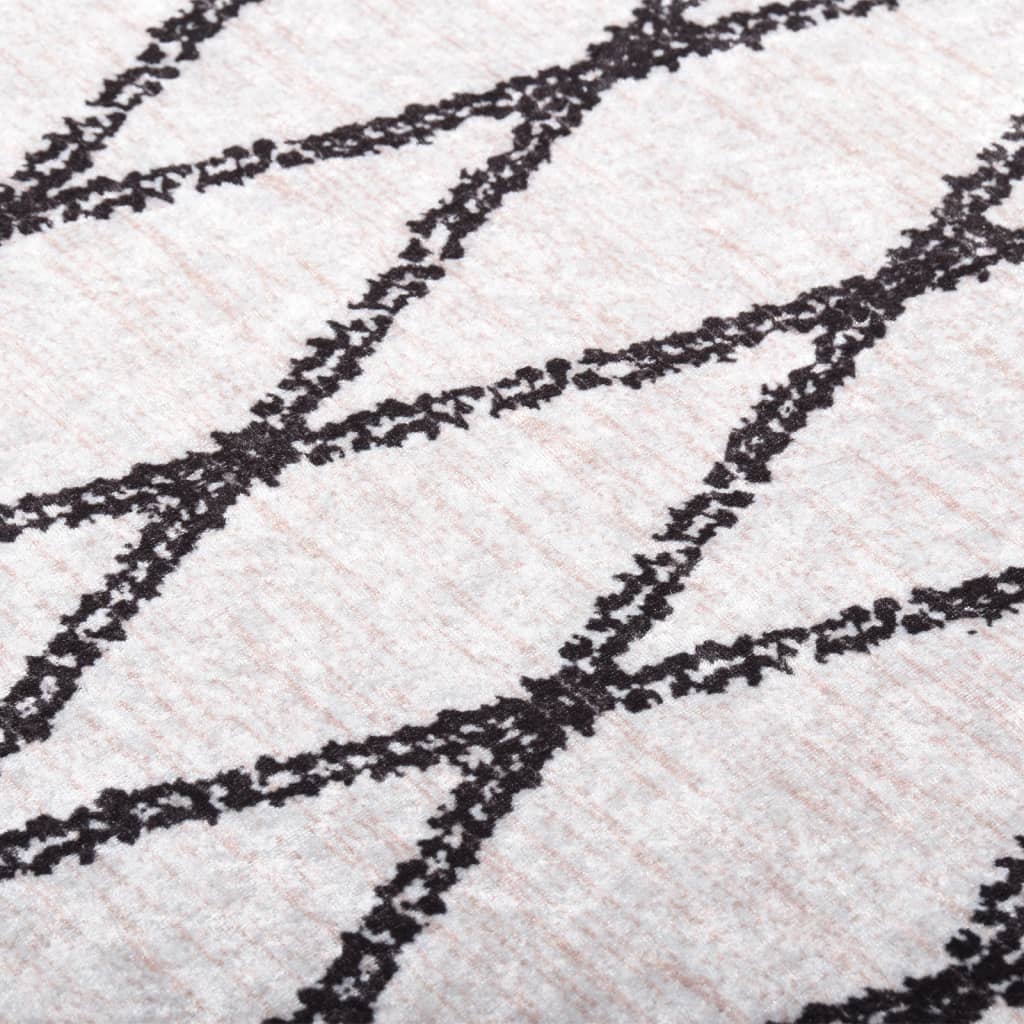 Vloerkleed wasbaar 160x230 cm zwart en wit