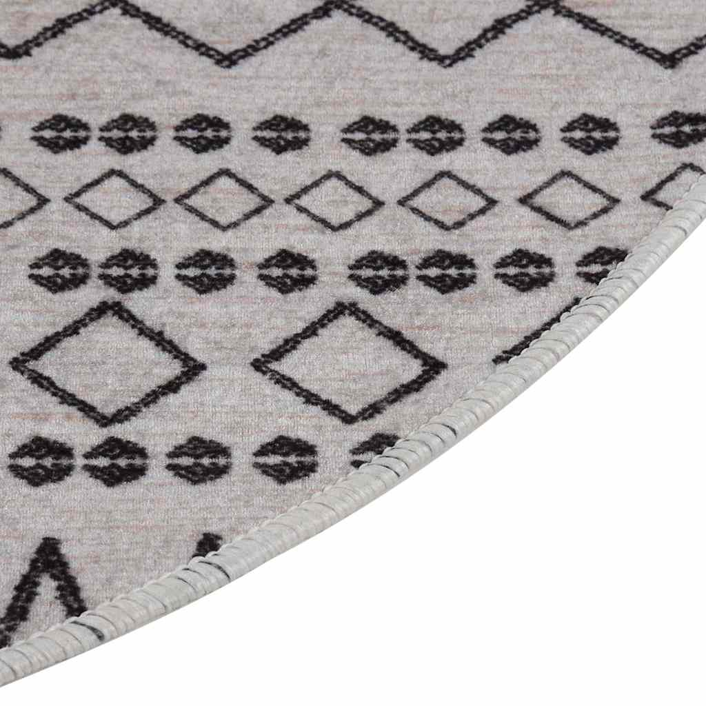 Vloerkleed wasbaar ø120 cm zwart en wit