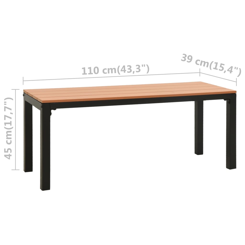 Tuinbank 110 cm staal en HKC bruin en zwart