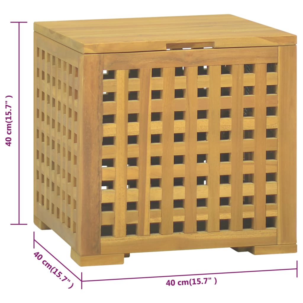 Touwkist 40x40x40 cm massief teakhout
