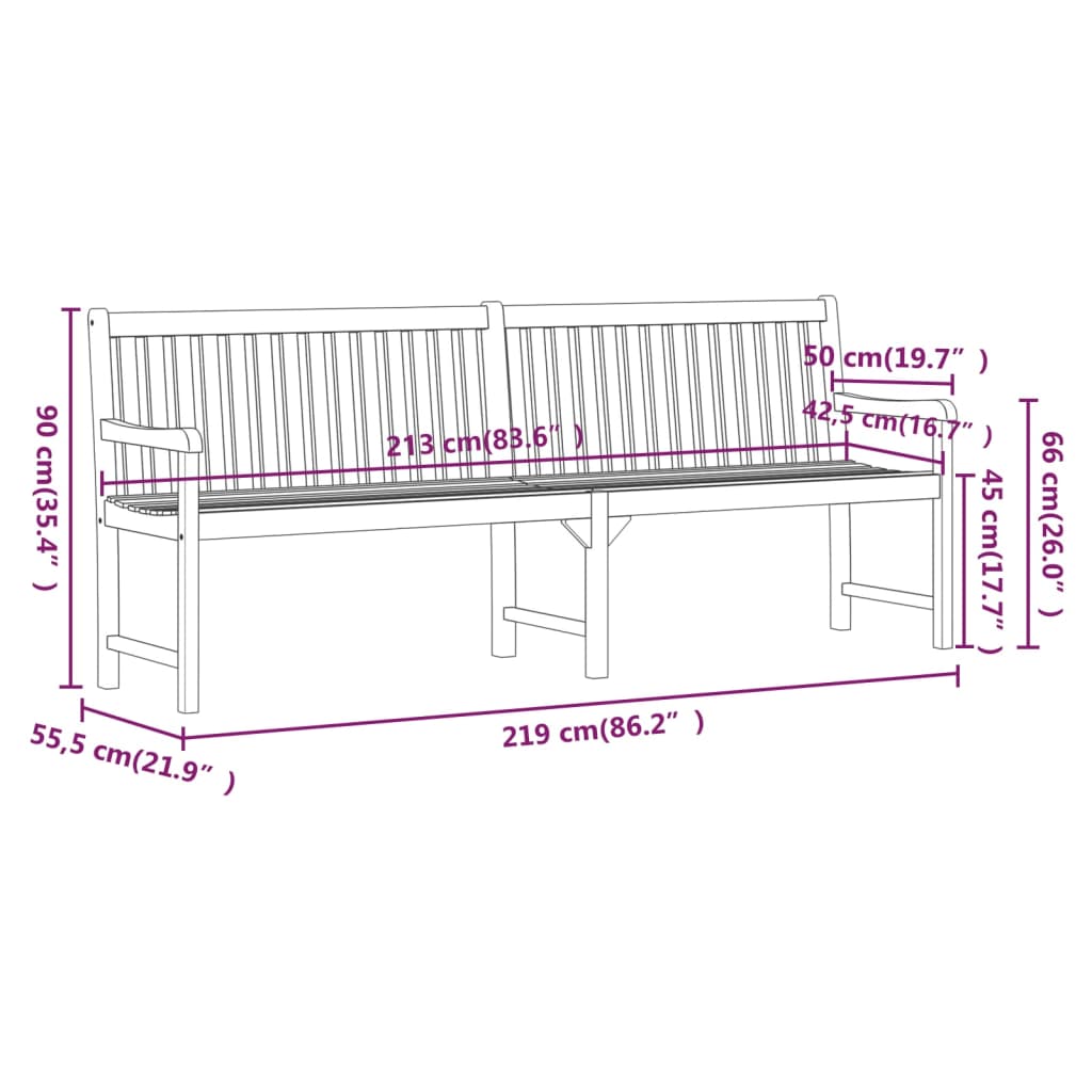 Tuinbank 219 cm massief acaciahout