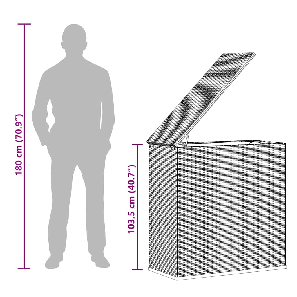 Tuinbox 100x49x103,5 cm polyetheen rattan grijs