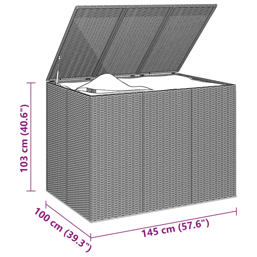 Tuinbox 145x100x103 cm polyetheen rattan bruin