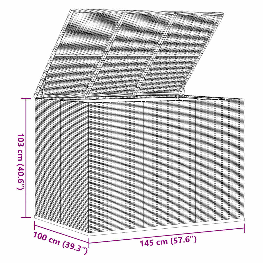Tuinbox 145x100x103 cm polyetheen rattan bruin