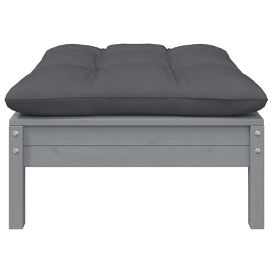 Tuinvoetenbank Met Antracietkleurig Kussen Grenenhout Grijs 1 Voetensteun