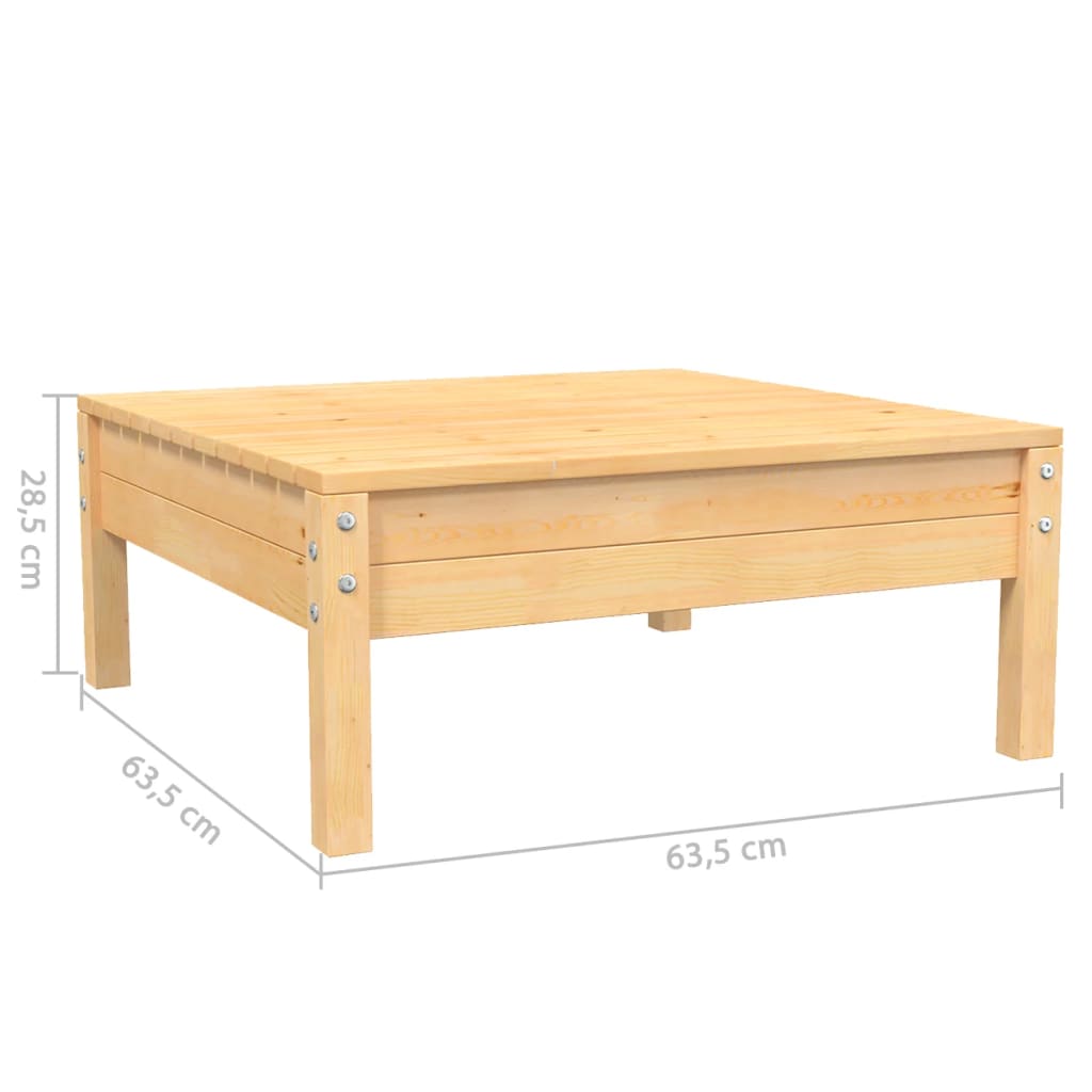 3-Delige Loungeset Met Crèmekleurige Kussens Massief Grenenhout Natuurlijk en crème hoek + midden + Tafel