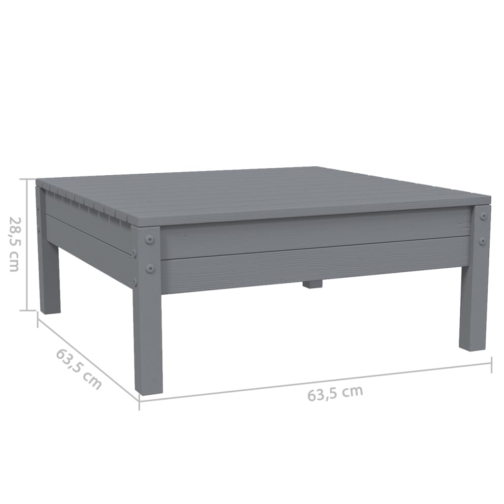 3-Delige Loungeset Met Kussens Massief Grenenhout Grijs 2x midden + Tafel