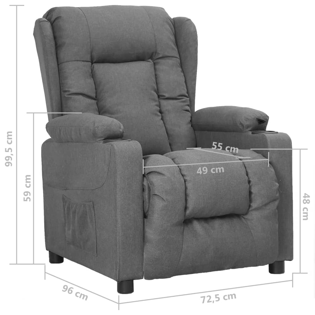 Fauteuil verstelbaar stof lichtgrijs