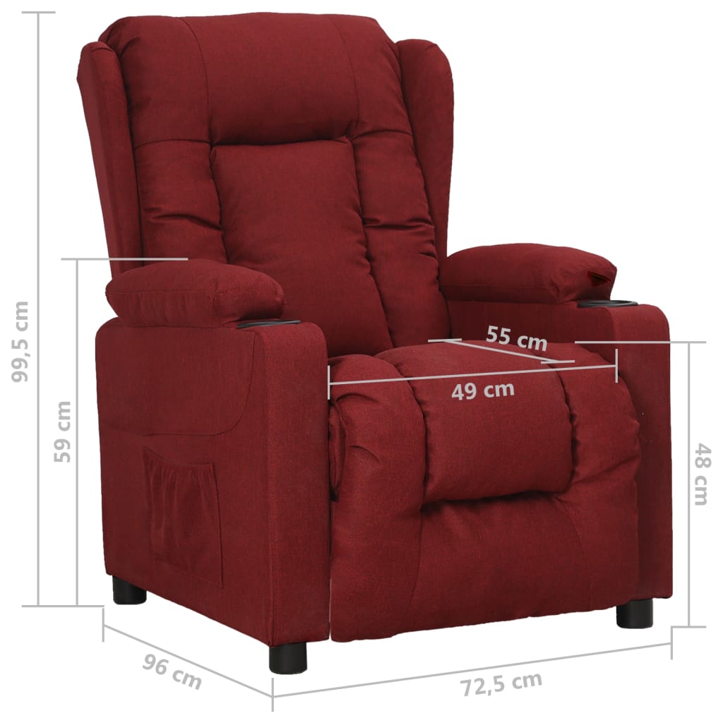 Fauteuil verstelbaar stof wijnrood