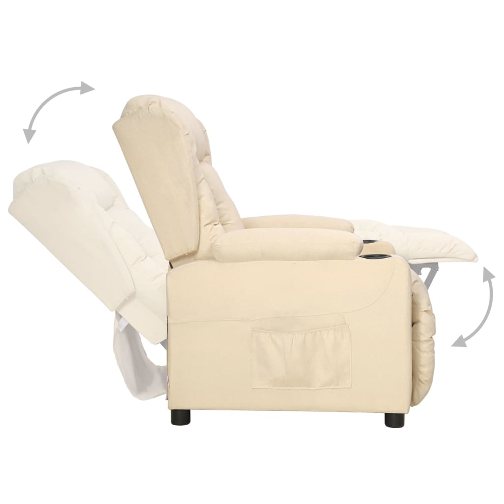 Fauteuil verstelbaar stof crèmekleurig