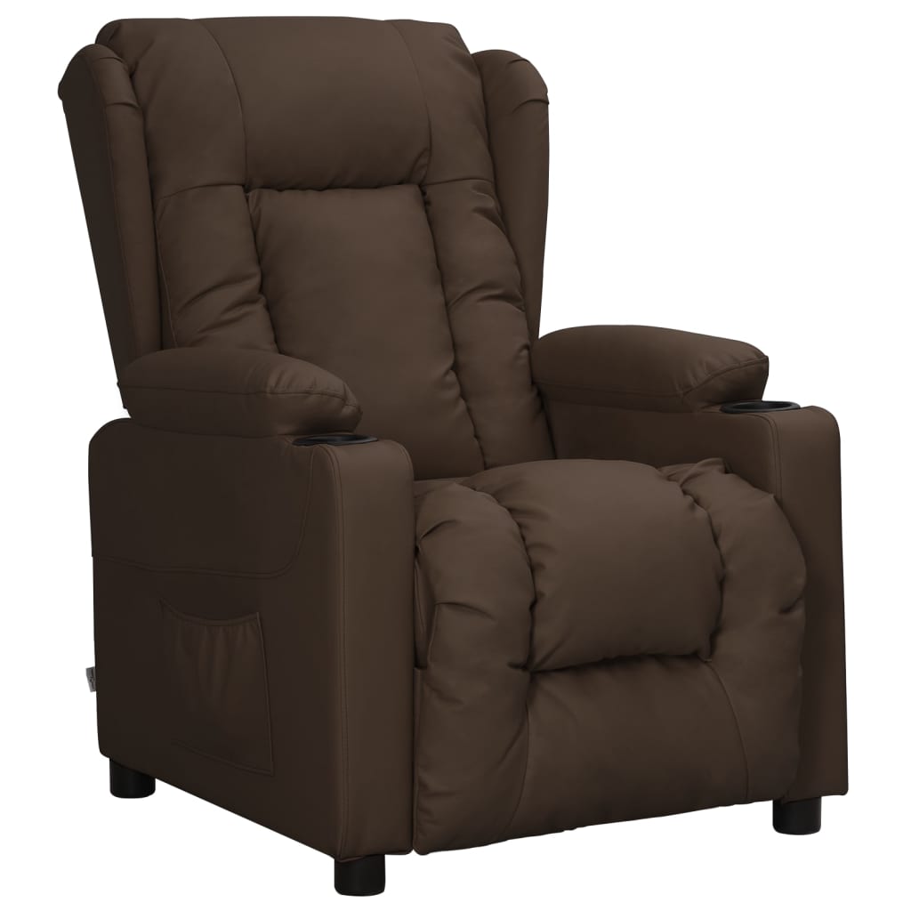 Fauteuil verstelbaar kunstleer bruin