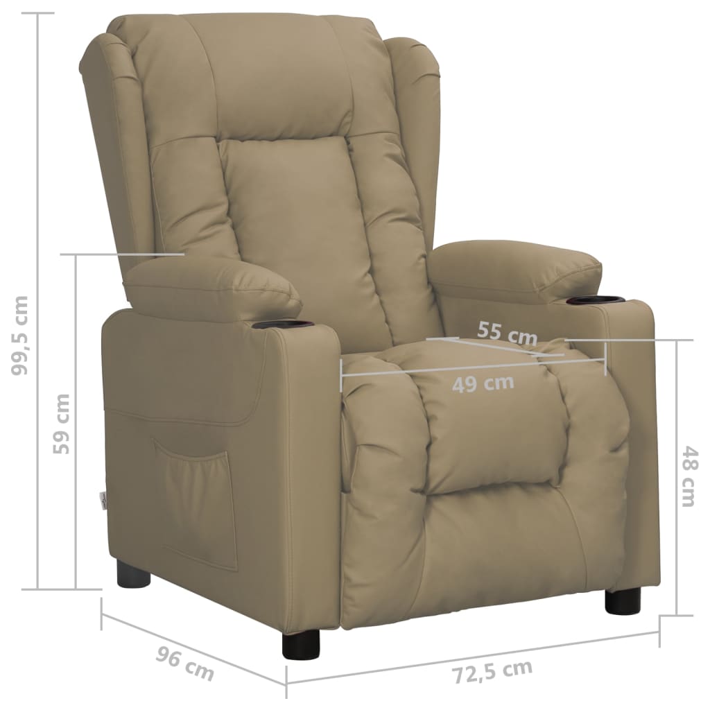 Fauteuil verstelbaar kunstleer cappuccinokleurig