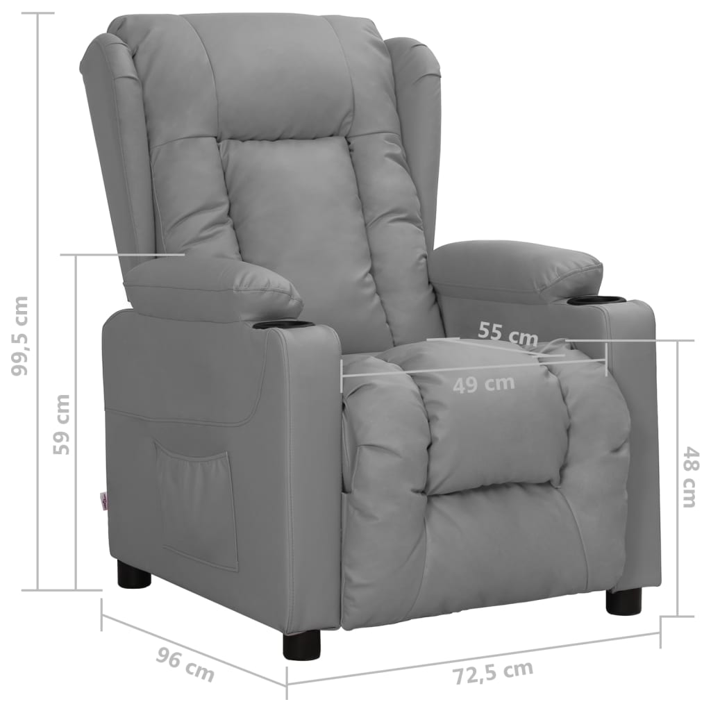 Fauteuil verstelbaar kunstleer grijs
