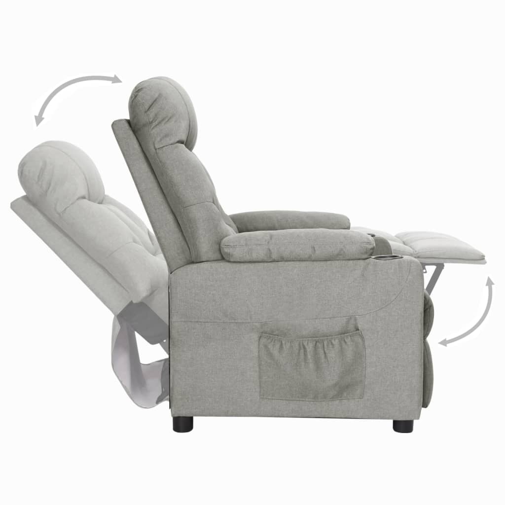 Fauteuil verstelbaar stof lichtgrijs