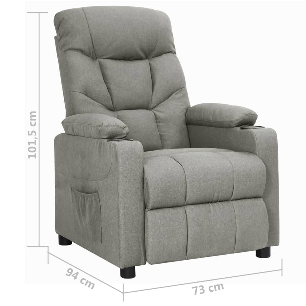 Fauteuil verstelbaar stof lichtgrijs