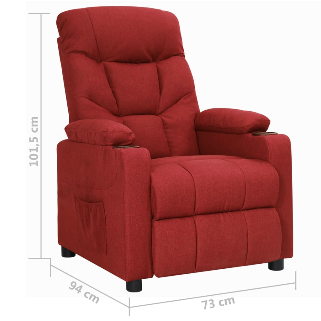 Fauteuil verstelbaar stof wijnrood