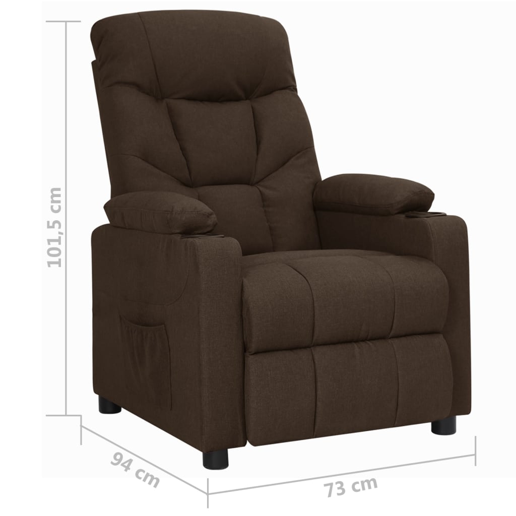 Fauteuil verstelbaar stof donkerbruin