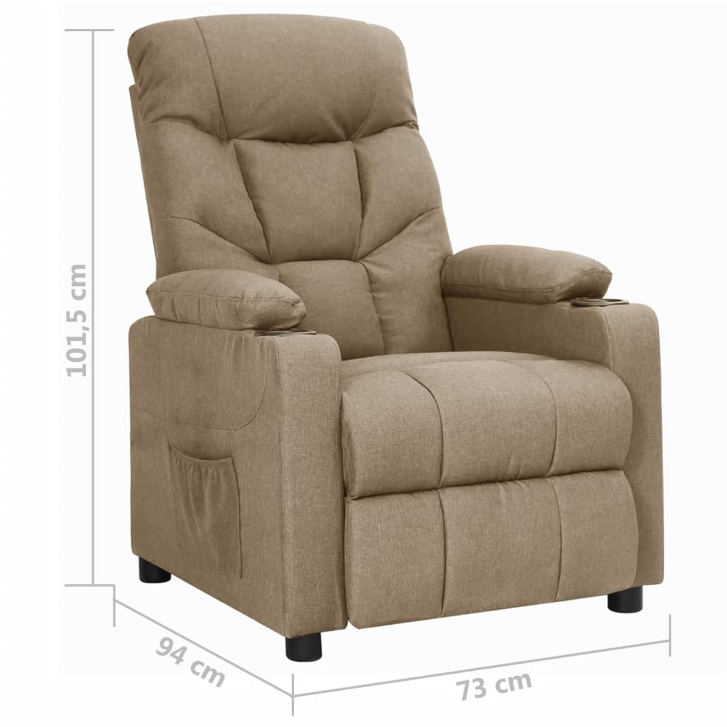 Fauteuil verstelbaar stof taupe
