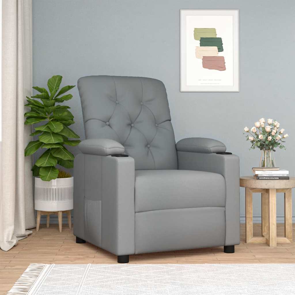 Fauteuil verstelbaar stof lichtgrijs