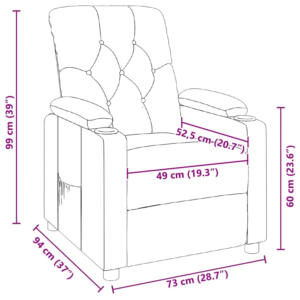 Fauteuil verstelbaar stof bruin