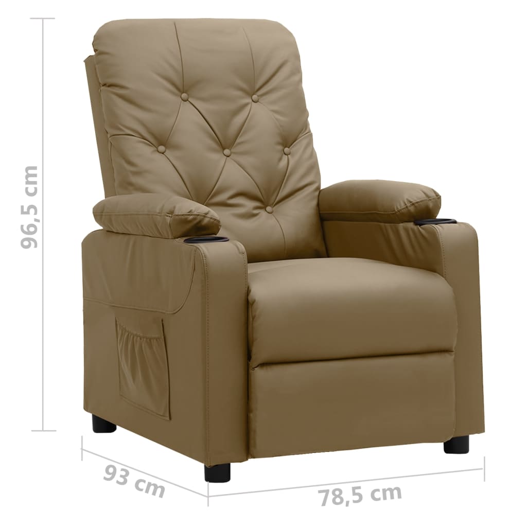 Fauteuil verstelbaar kunstleer cappuccinokleurig