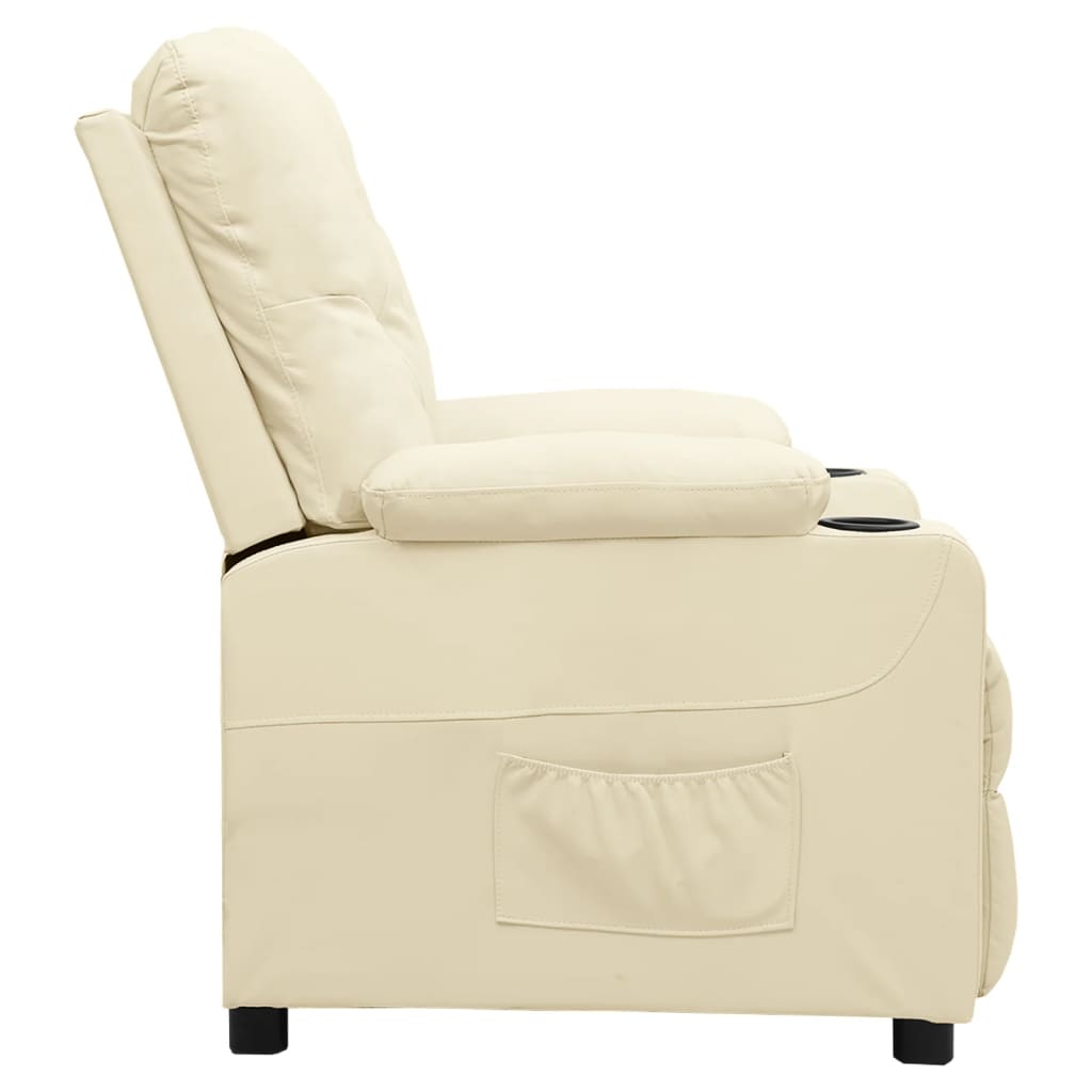 Fauteuil verstelbaar kunstleer crèmekleurig