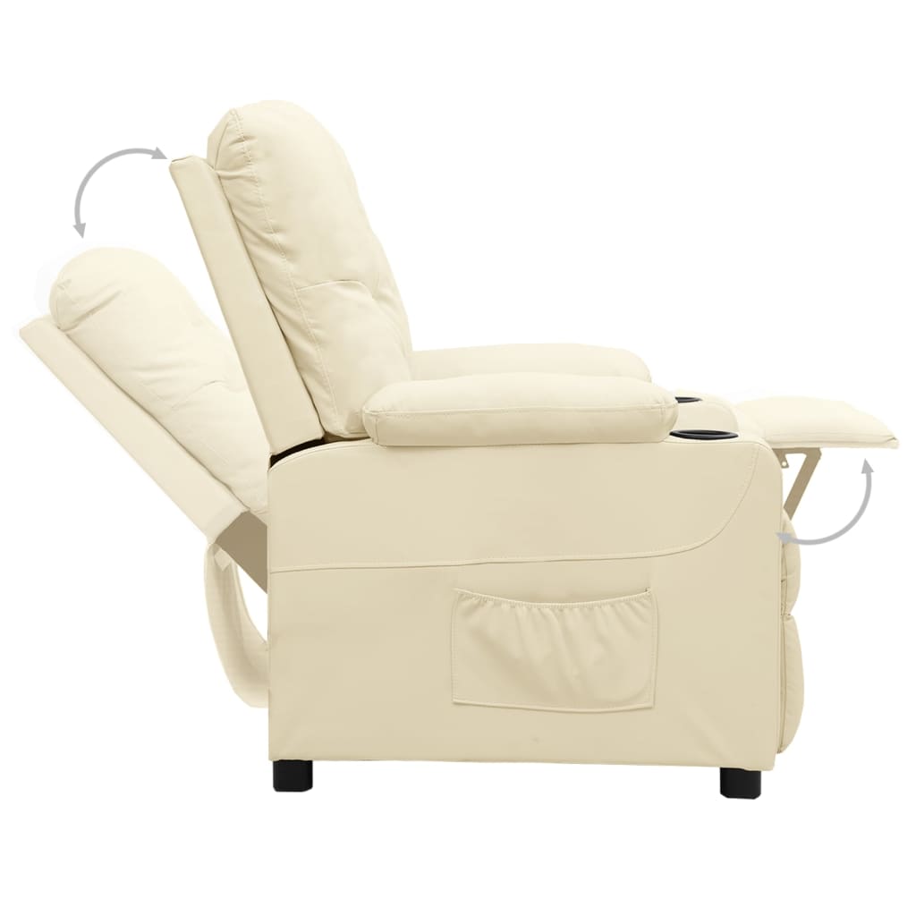 Fauteuil verstelbaar kunstleer crèmekleurig