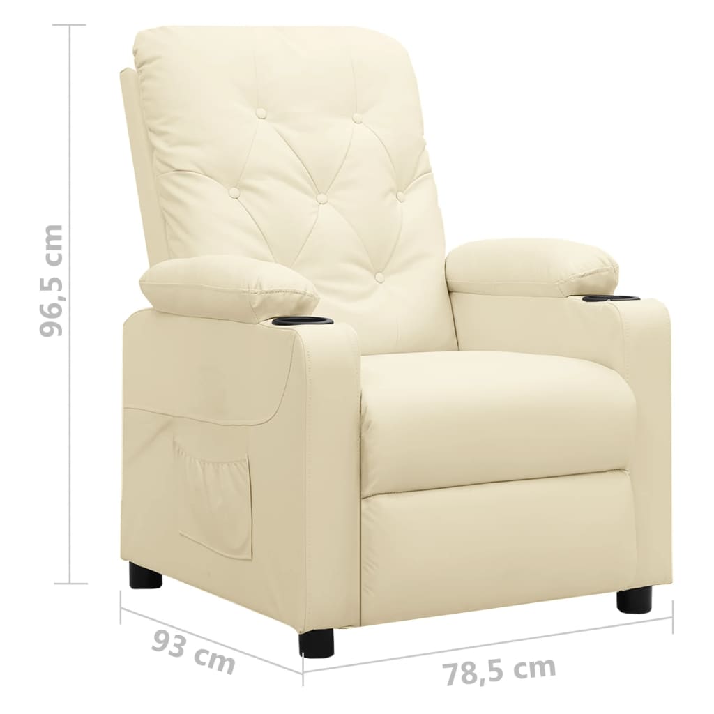 Fauteuil verstelbaar kunstleer crèmekleurig