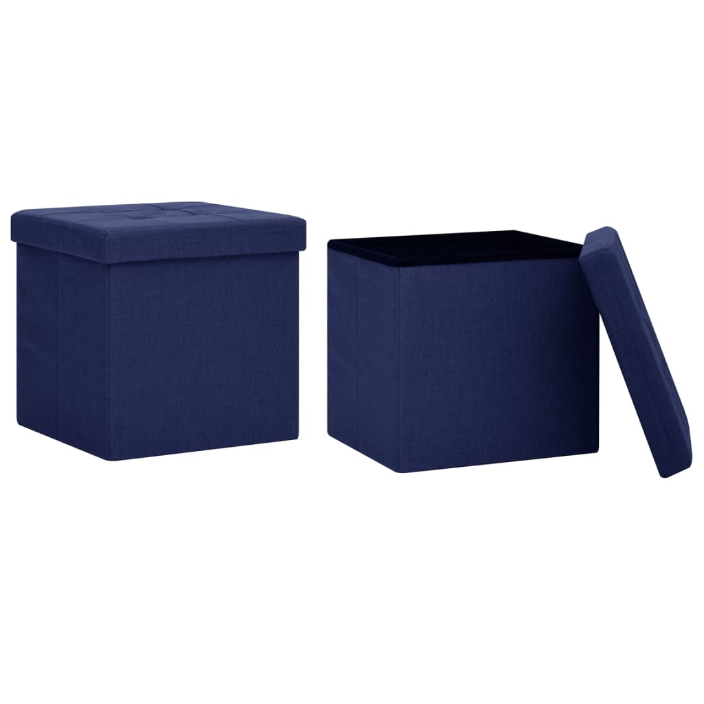 Opbergkrukken inklapbaar 2 st kunstlinnen blauw
