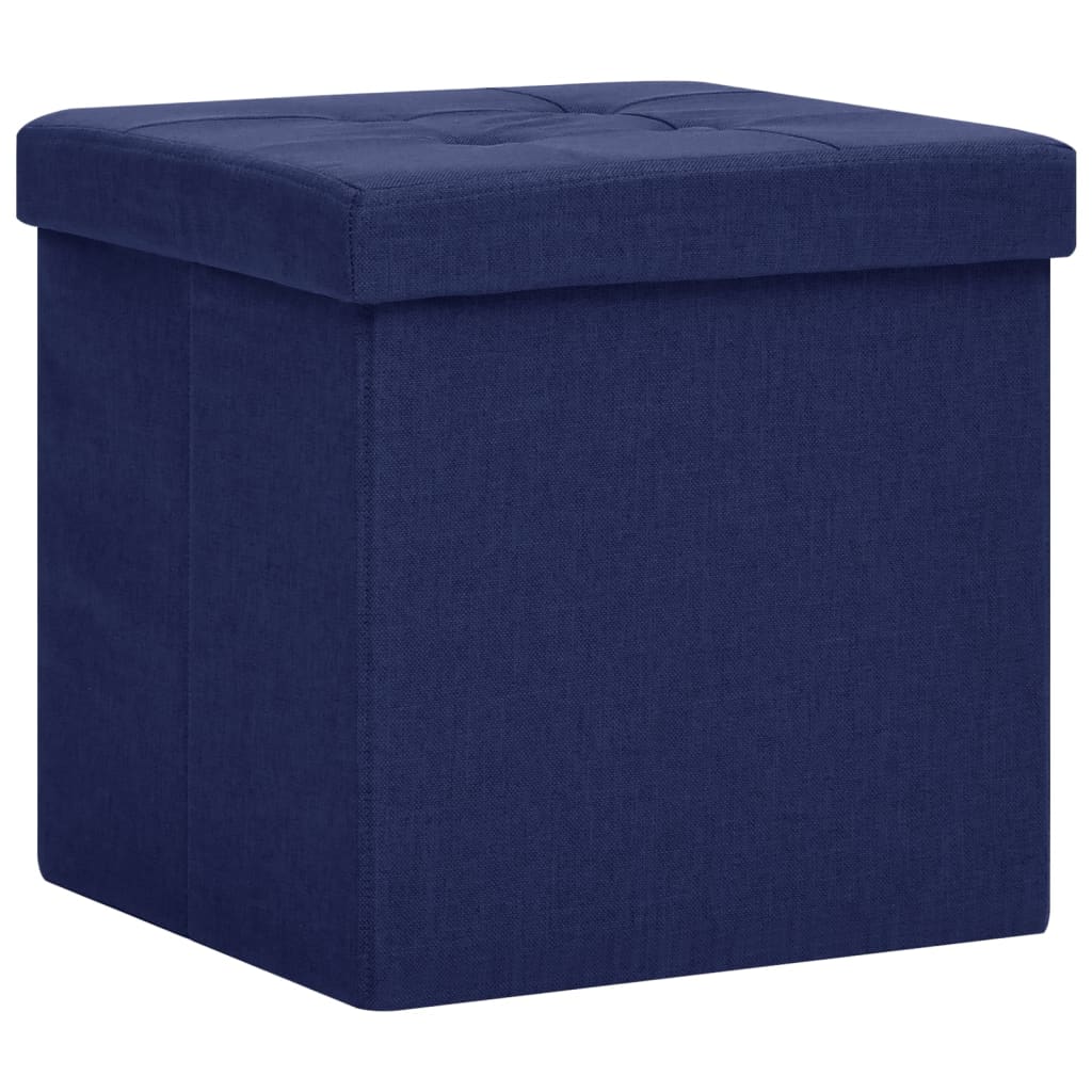 Opbergkrukken inklapbaar 2 st kunstlinnen blauw