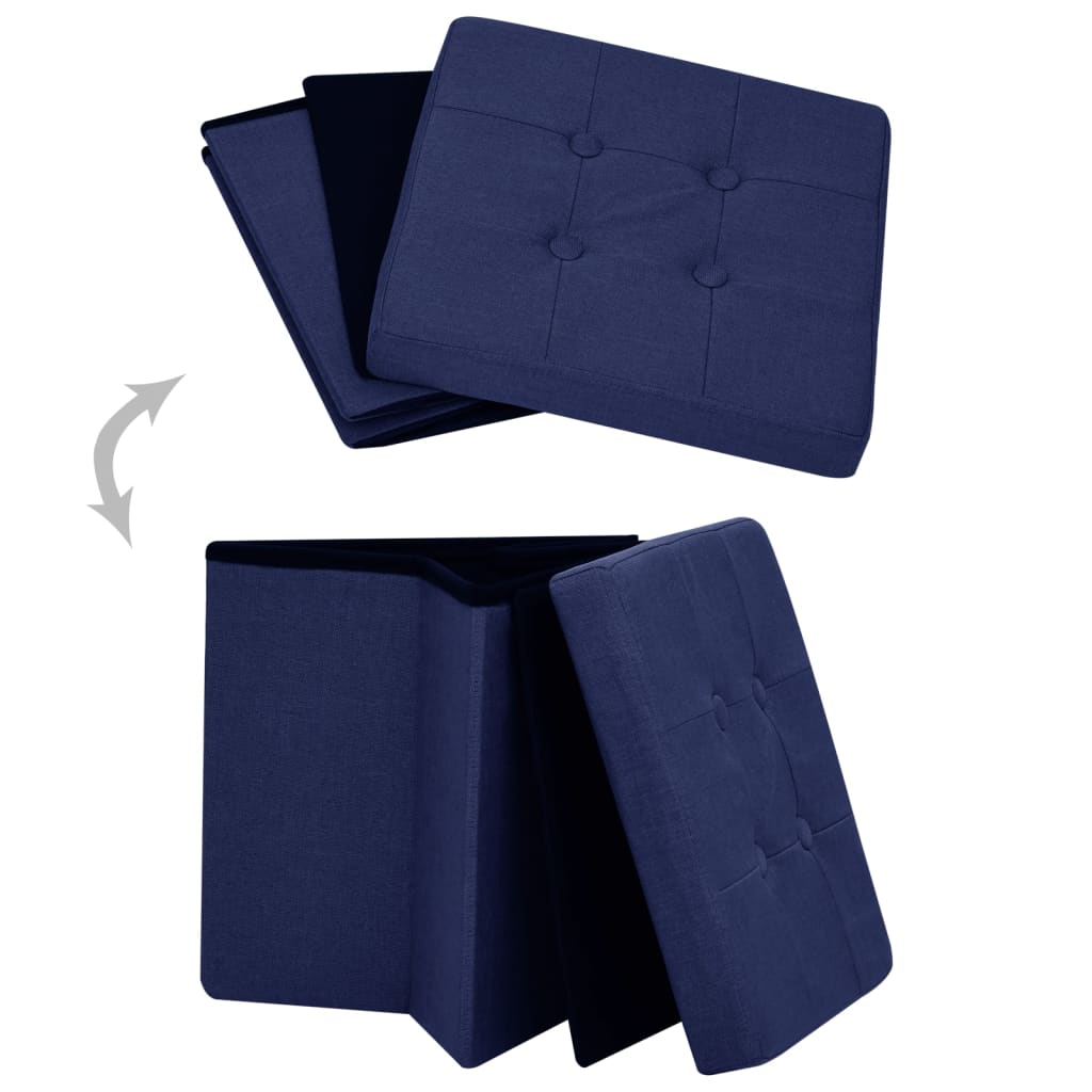 Opbergkrukken inklapbaar 2 st kunstlinnen blauw