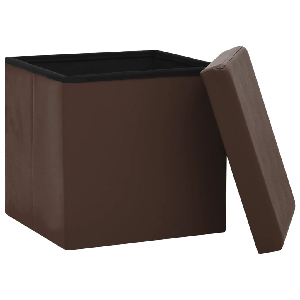 Opbergkrukken inklapbaar 2 st PVC bruin
