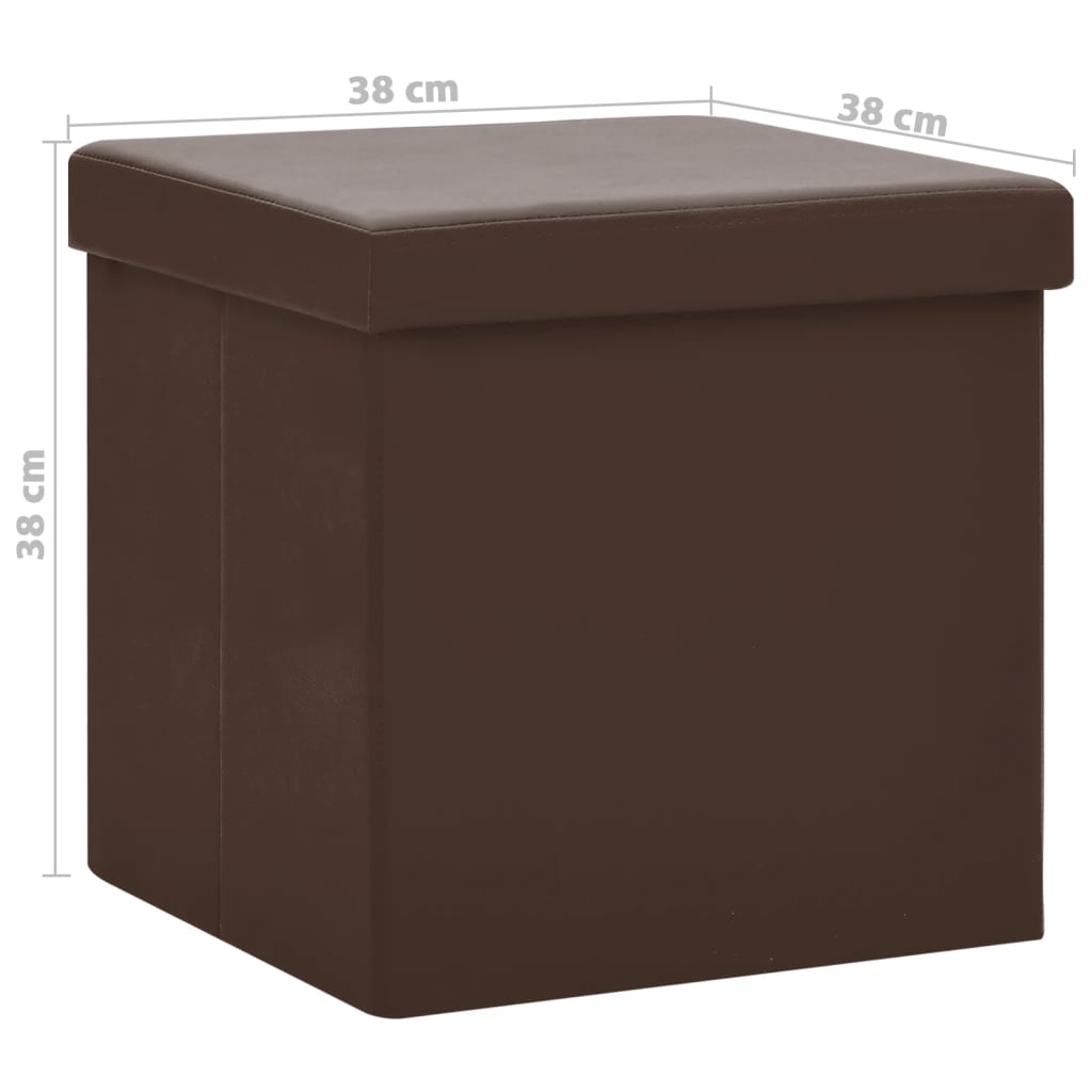 Opbergkrukken inklapbaar 2 st PVC bruin