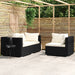 3-Delige Loungeset Met Kussens Poly Rattan Zwart 1 Zwart en crème 3x hoek