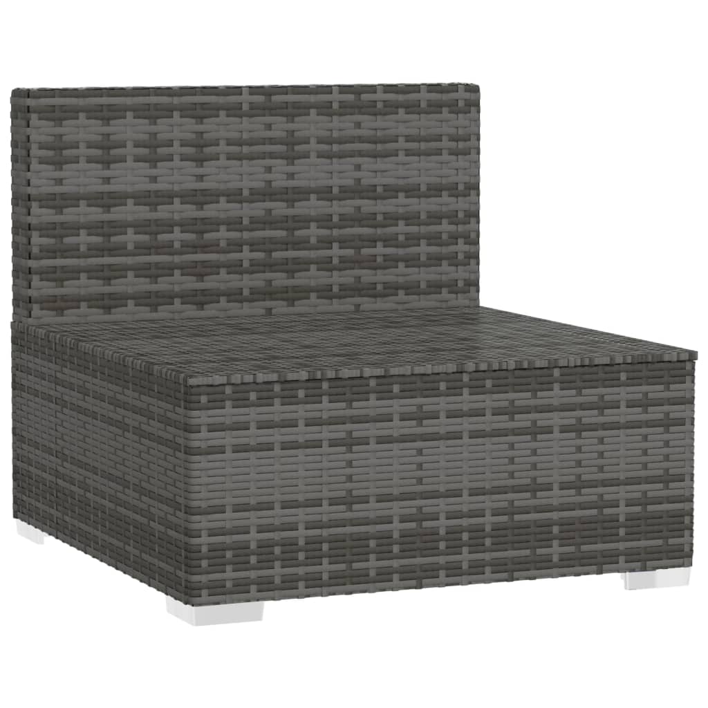 Tuinmiddenbank Met Kussens Poly Rattan Grijs 1 Grijs en antraciet