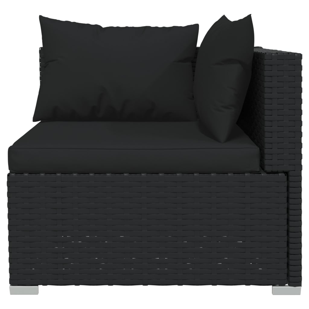 3-Delige Loungeset Met Kussens Poly Rattan Zwart 1 3x hoek