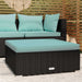Tuinvoetenbank Met Kussen 70X70X30 Cm Poly Rattan Zwart 1 Zwart en aqua Voetensteun