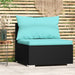 Tuinmiddenbank Met Kussens Poly Rattan Zwart 1 Zwart en aqua