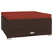 Tuinvoetenbank Met Kussen 70X70X30 Cm Poly Rattan Bruin 1 Bruin en kaneelrood Voetensteun